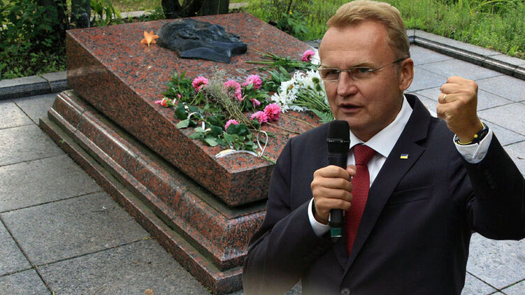 Мэр Львова Садовой наотрез отказывается передавать останки советского разведчика его родным. Коллаж "Страны"