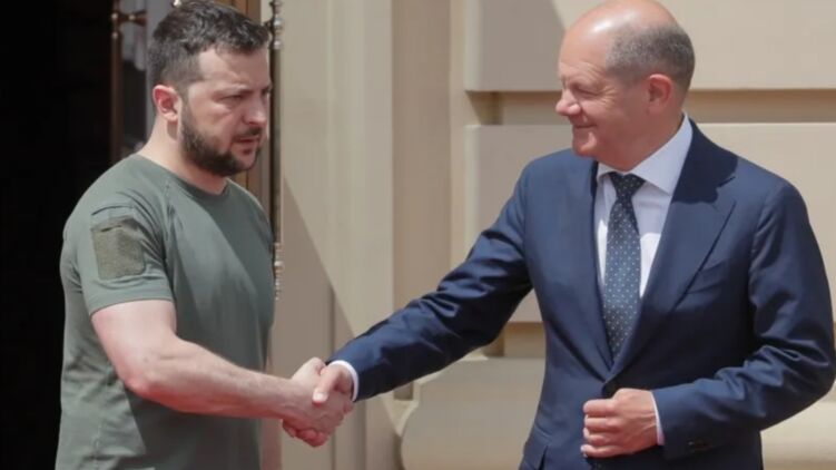 Владимир Зеленский и Олаф Шольц. Скриншот видео