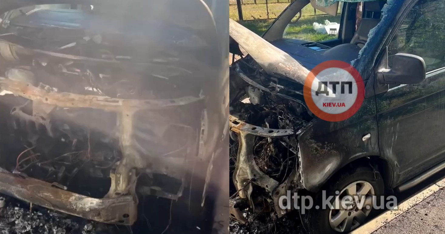 Ночью в Киеве и Одессе неизвестные подожгли авто военных. Скриншот из видео